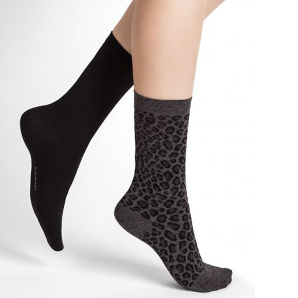 Leopard Pattern Cotton Socks (Pack of 2)