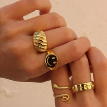 WEEKLY DEAL - High Grade 316L Stainless Steel with 18k Gold Plating Tarnish Free Croissant Chunky Gold Rings