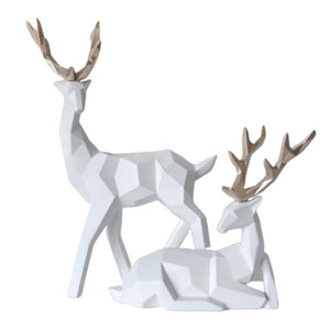 WEEKLY DEAL - Geometric Deer Sculpture Home Decor 2pc Set