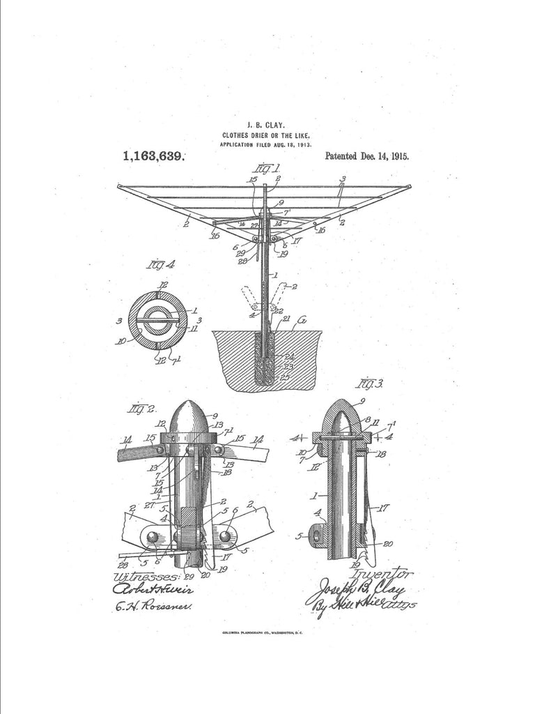 Copy of patent for Sunshine Clothesline
