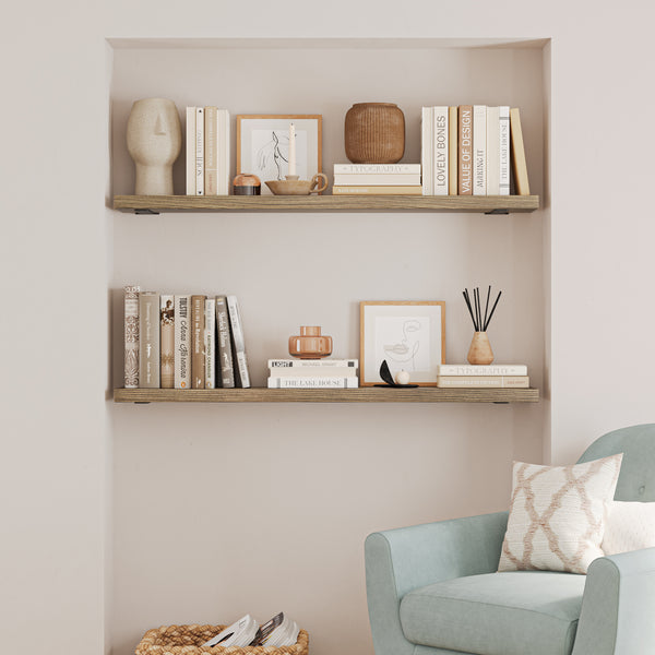 FORTE 72x 9.8 Floating Shelves for Wall Decor, Living Room Book