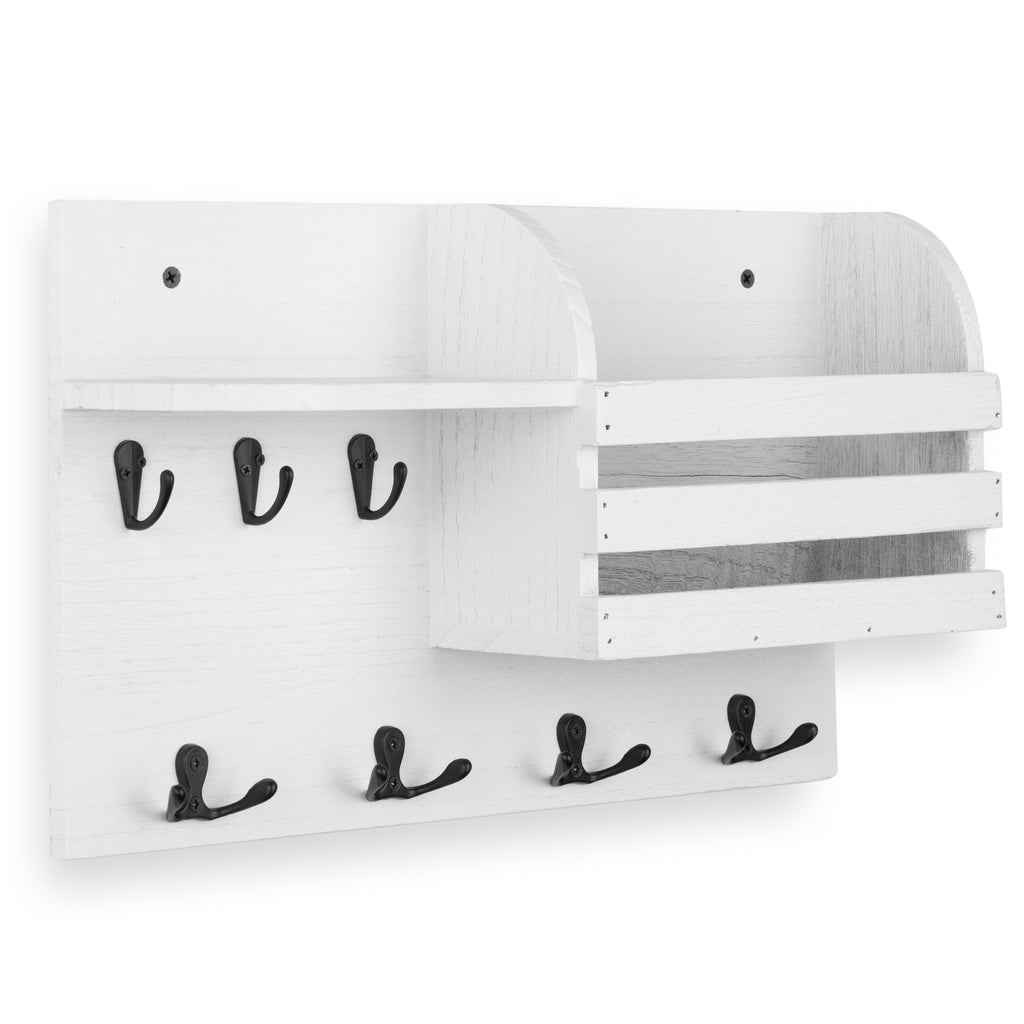 Horta Entryway Organizer Coat Rack Mail Sorter Key Hook White