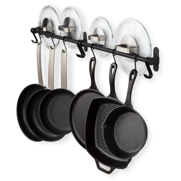 Wallniture Casto 30 Gourmet Kitchen Rail with 15 S Hooks for Hanging  Kitchen Utensils Set and Cookware, Iron, Frosty Black