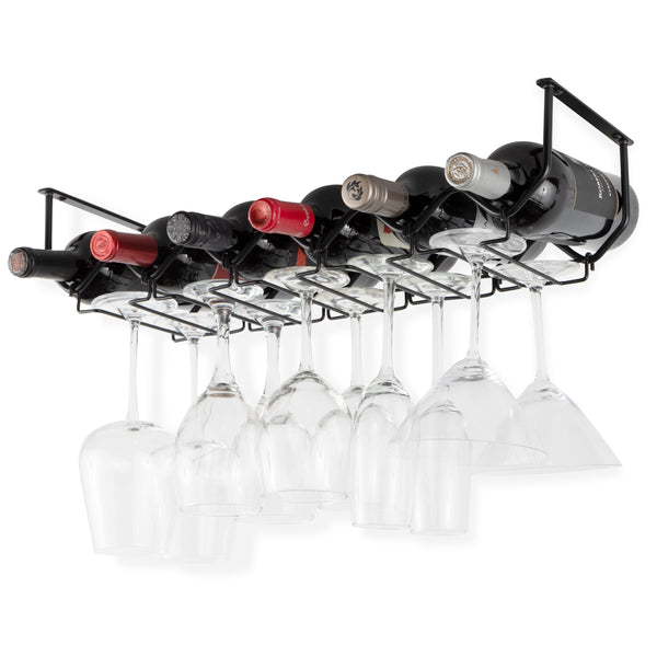 DIJON Under Cabinet or Wall Mount Wine Rack – 5 Sectional – Black