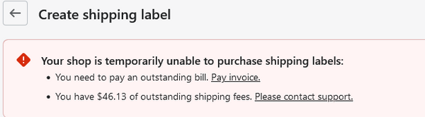 Cannot Create Shipping Label.  An extremely frustrating experience for WeatherWool on Shopify!!
