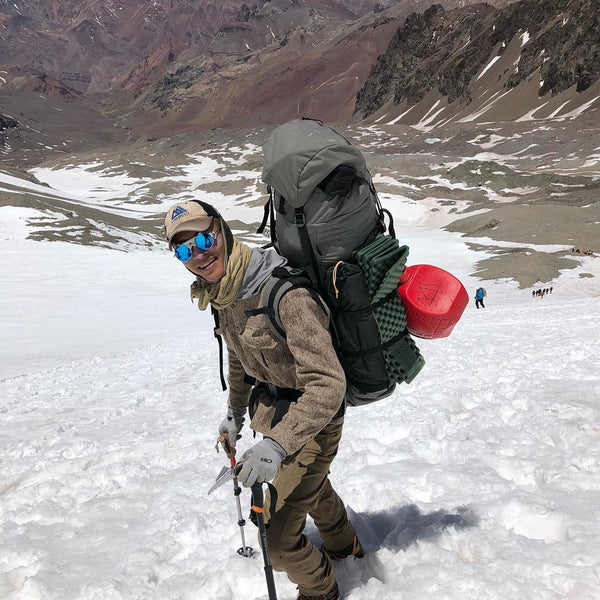 WeatherWool Advisor and Mountaineering Guide Don Nguyen wore a MidWeight ShirtJac in Lynx Pattern to summit Mount Aconcagua