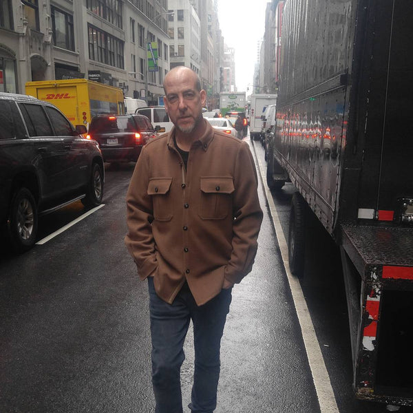 WeatherWool has long relied heavily on the garment design and production expertise of JR Morrissey, proprietor of TheFactory8, located in the heart of the Garment District of New York City.  Here, JR wears a WeatherWool ShirtJac