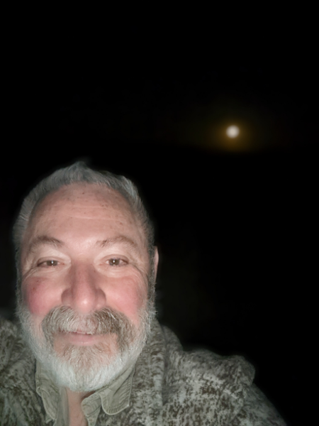 Supermoon setting in August 2022 in Wyoming. The WeatherWool CPO was very welcome warmth on a cool, windy early-morning on the Mountain
