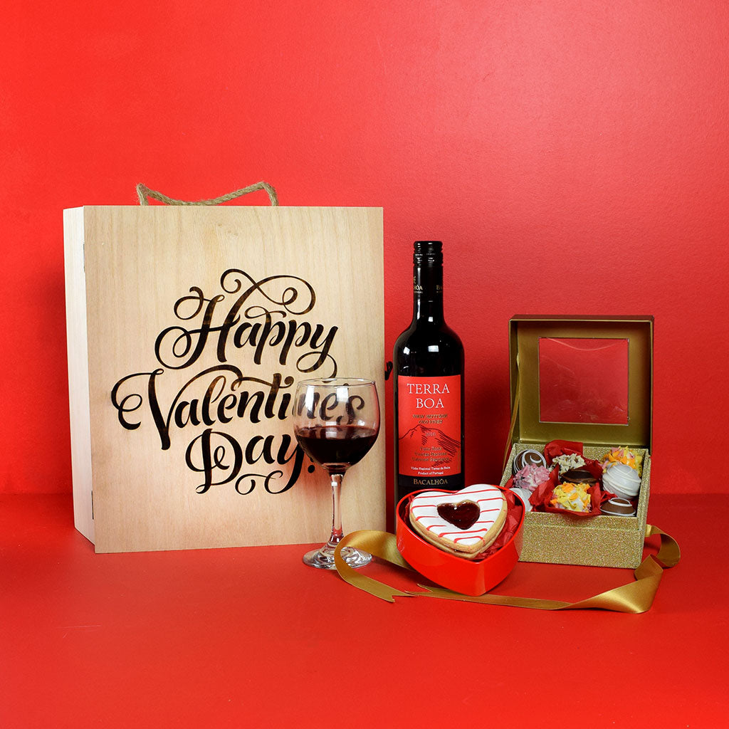 “Happy Valentine’s Day” Gift Basket One Wine Gift Basket