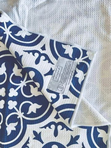 Recycled and Sustainable Beach Towel with Maltese Tiles Pattern