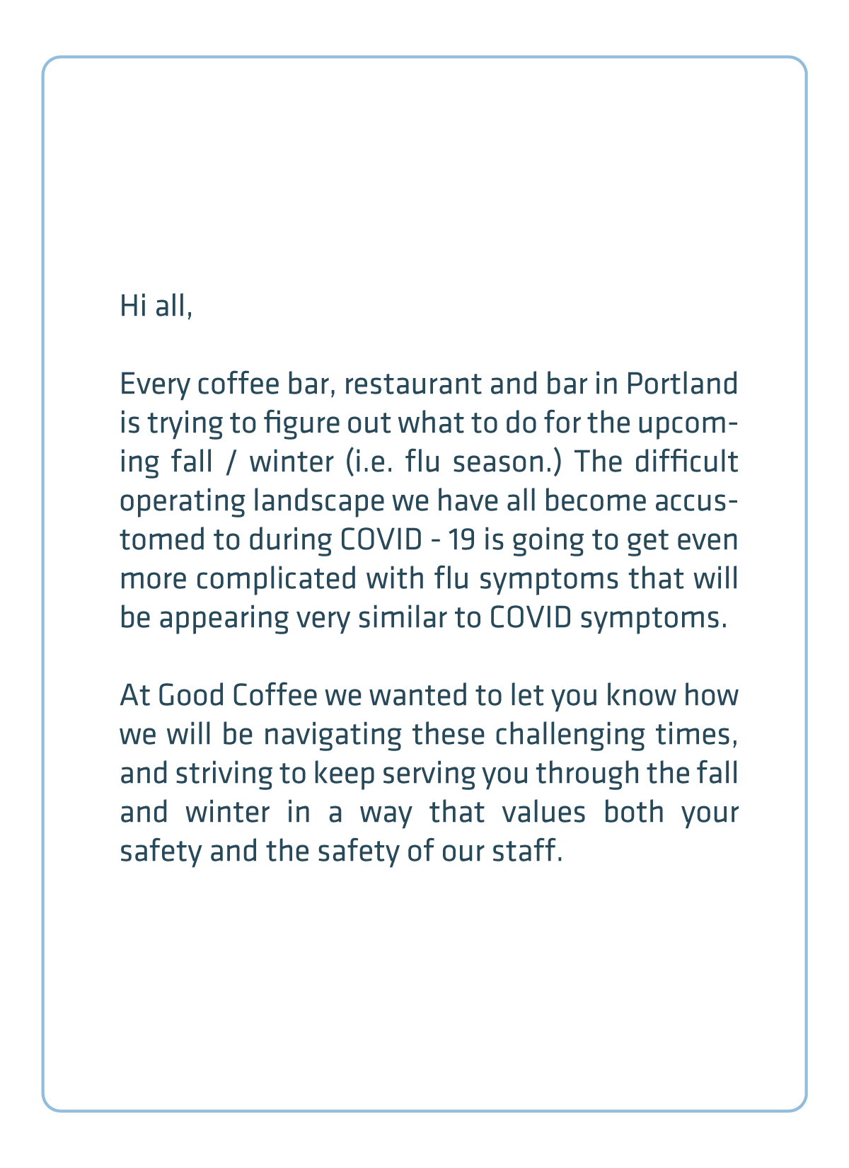 Introduction Text for Good Coffee Covid & Flu Safety Blog