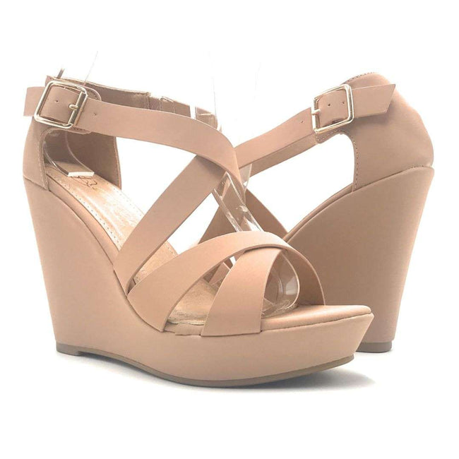 nude color wedge sandals