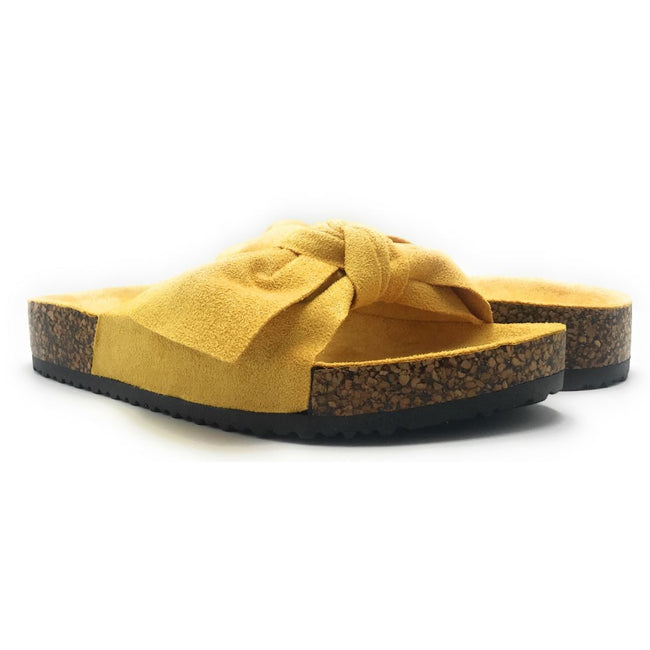 mustard color flip flops