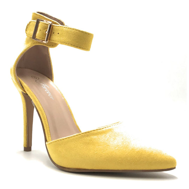 mustard color heel shoes