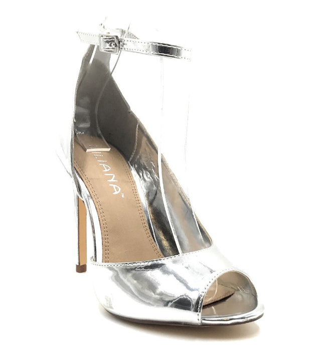 silver color high heels