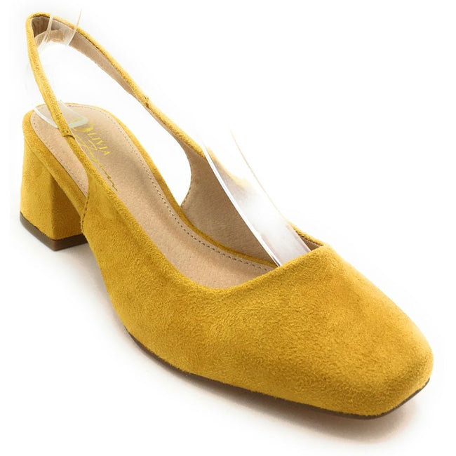 mustard color heel shoes