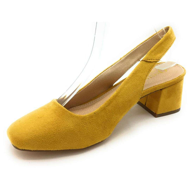 mustard low heels