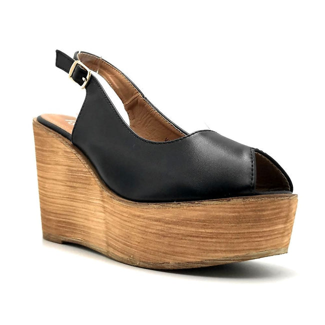 Kite-01 Chic Peep Toe Wooden Platform 