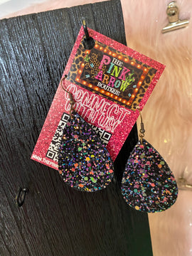 Party Starter Black Multi Glitter Earrings