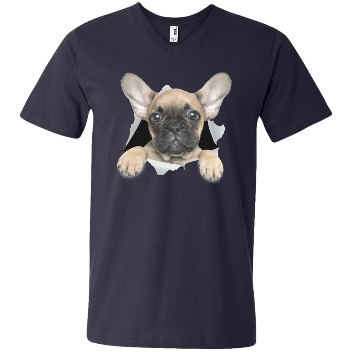 French Bulldog Pup Men's Printed V-Neck T-Shirt - Winston & Bear