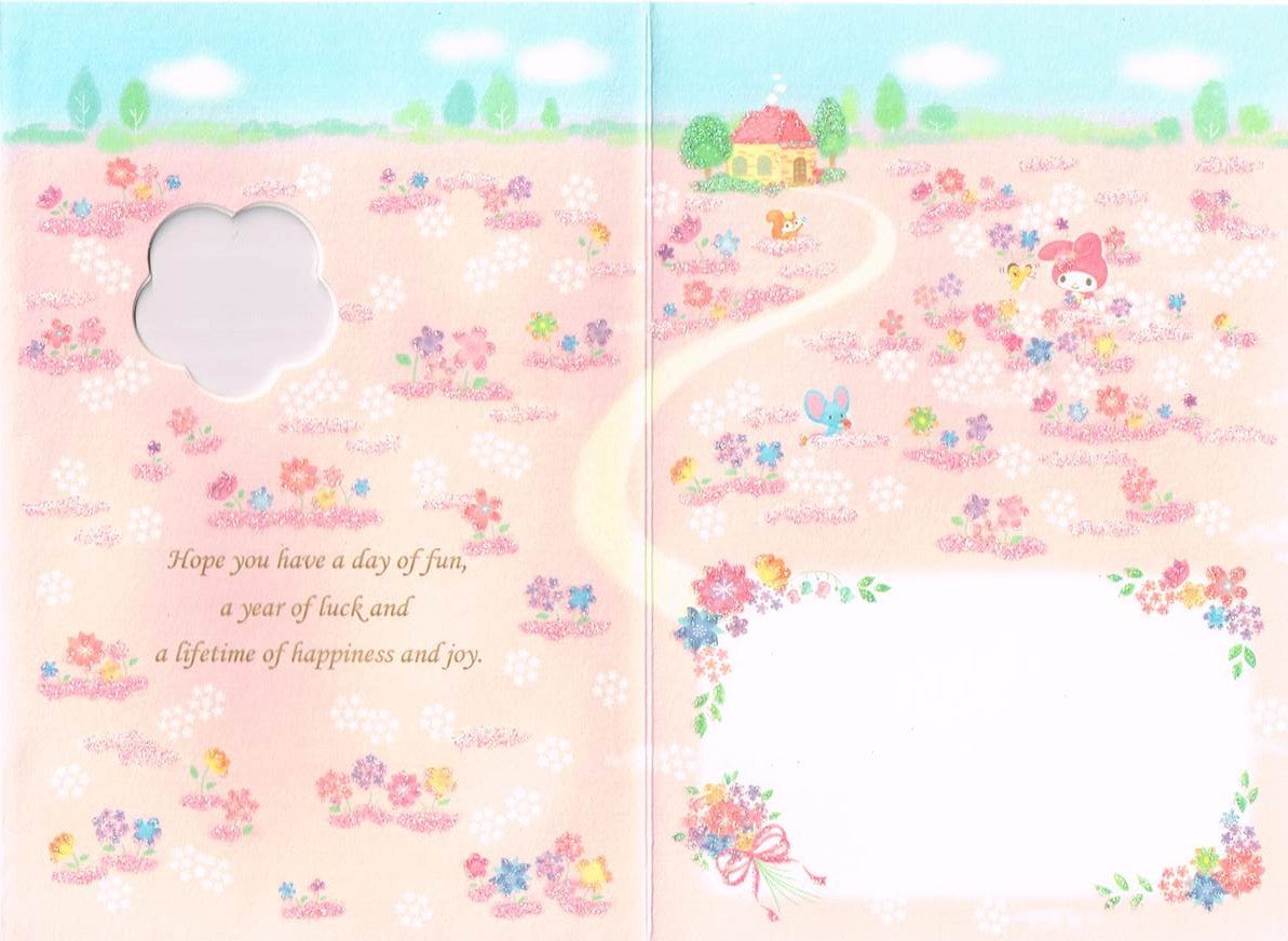 BDC 28 Happy Birthday My Melody Sparkling Pigeon Postcard