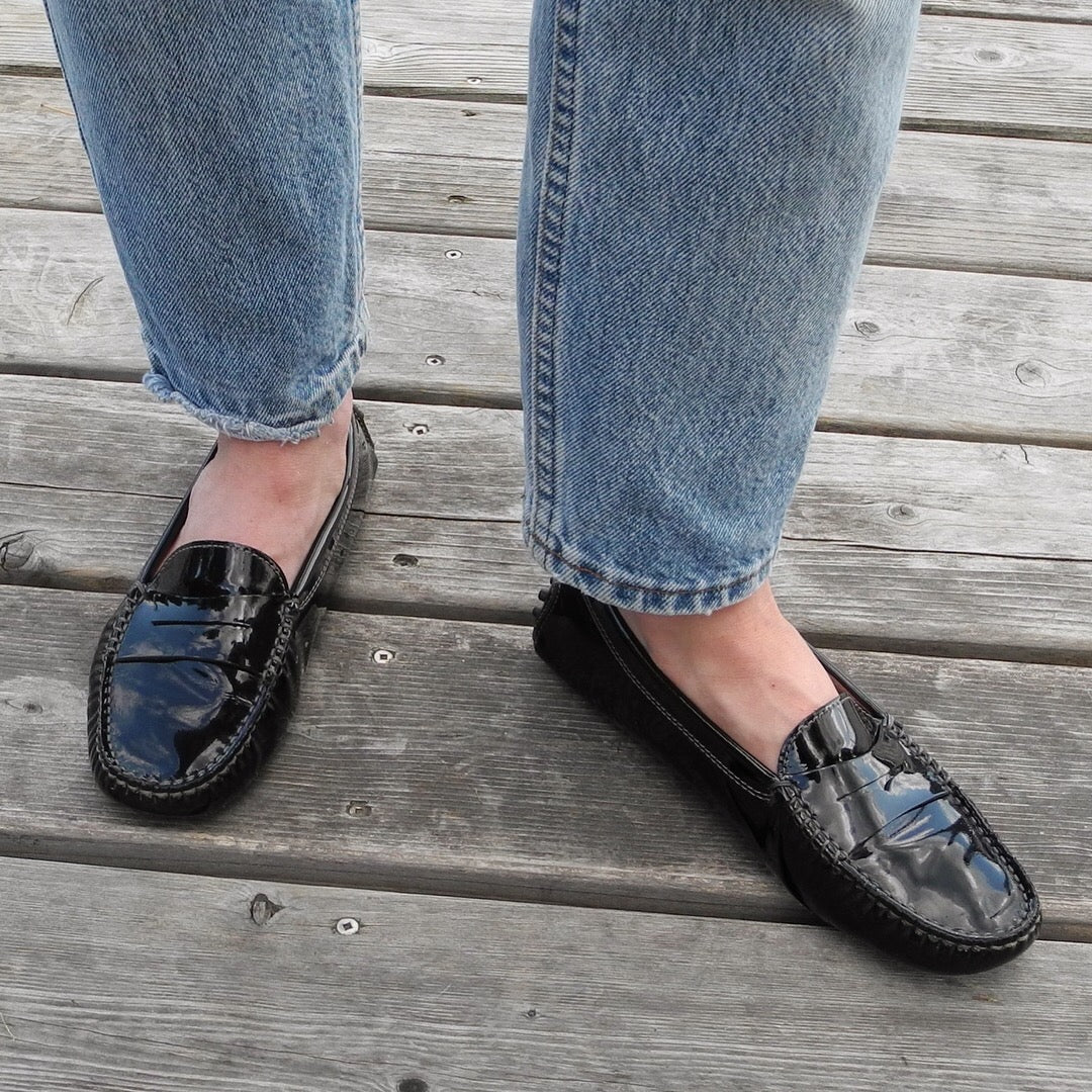 patent leather driving moccasins