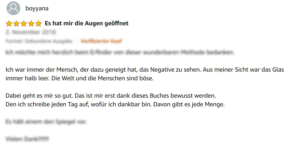 Rezension Tagebuch: Dankbarkeit