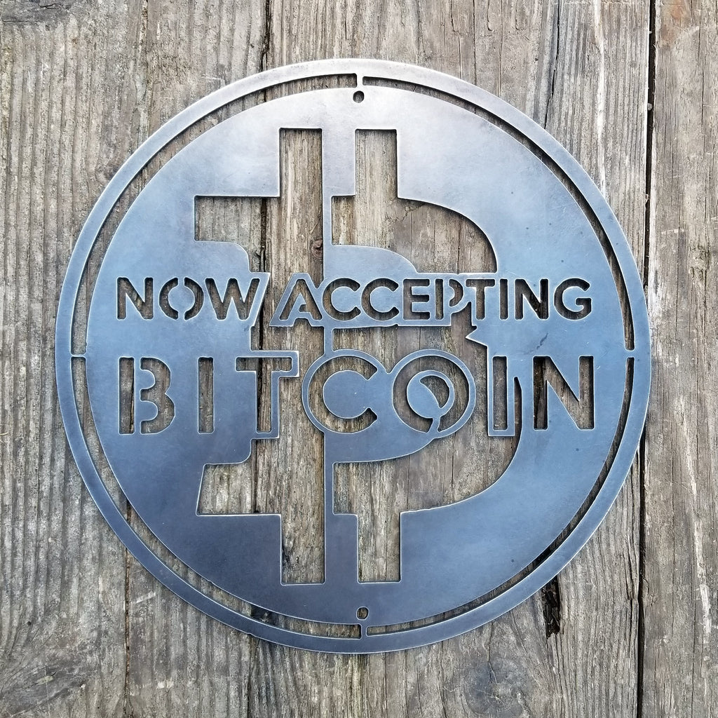Now Accepting Bitcoin Sign - Metal Merchant Sign, BTC, Metal Bitcoin ...