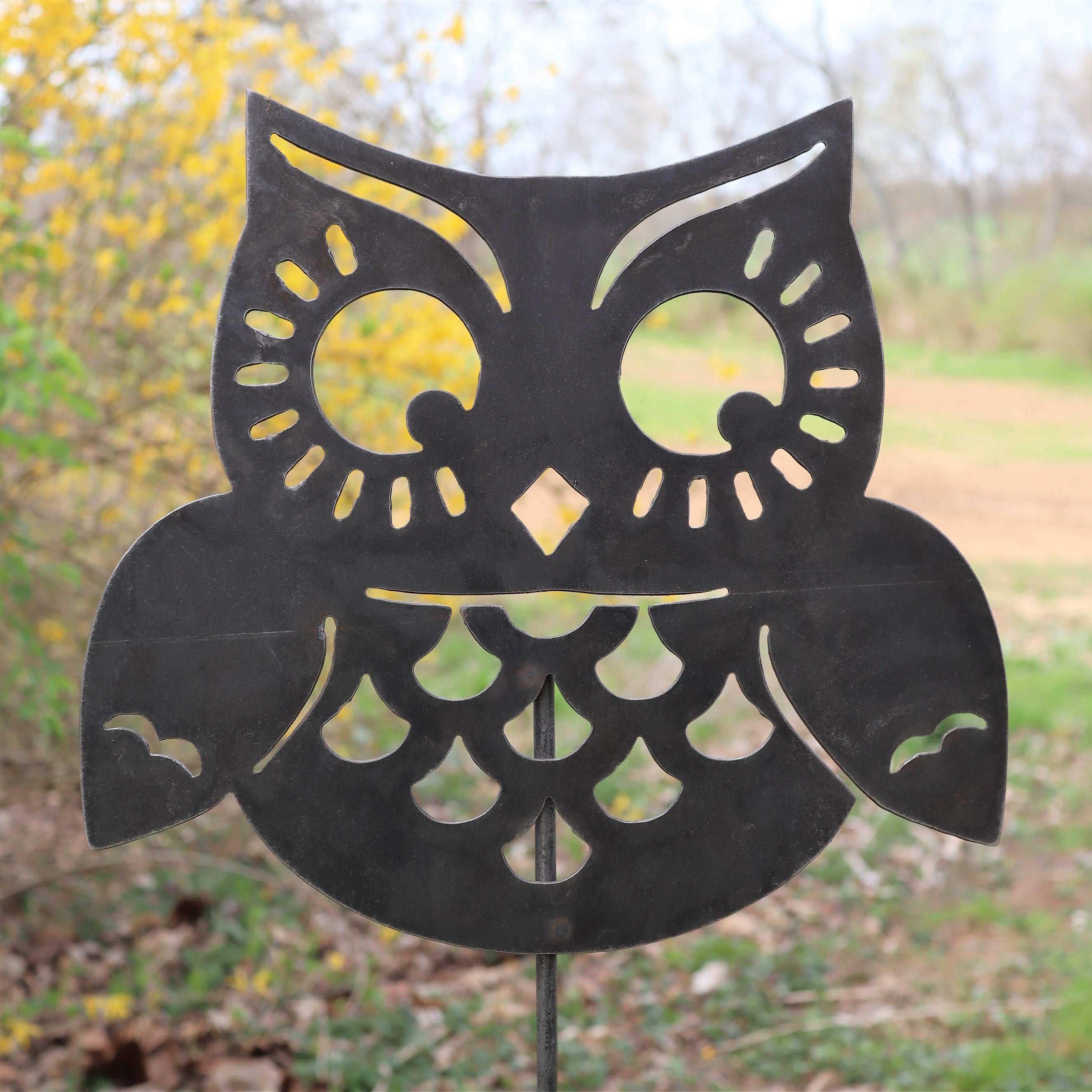 Outdoor Thermometer - 42 Inch Metal Owl Garden Stake outside