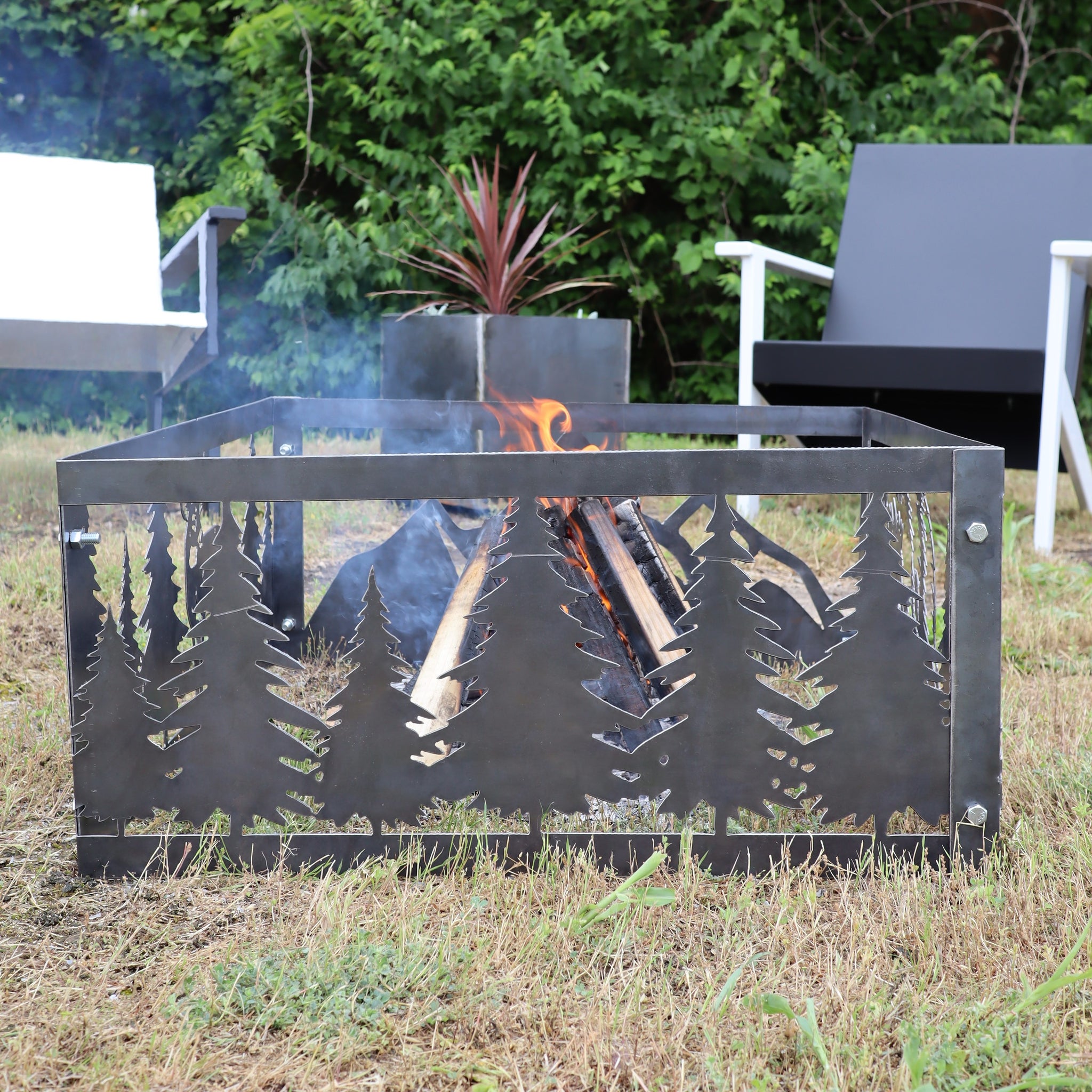 Tree Line Steel Fire Pit - Metal Outdoor Backyard Fire ...