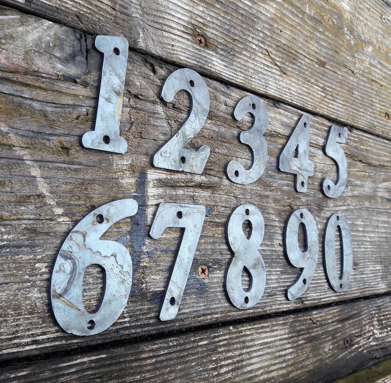 Raw Metal House Address Numbers - Individual Numbers for House or Business