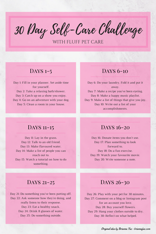 30 Day Self-Care Challenge – Fluff Pet Care