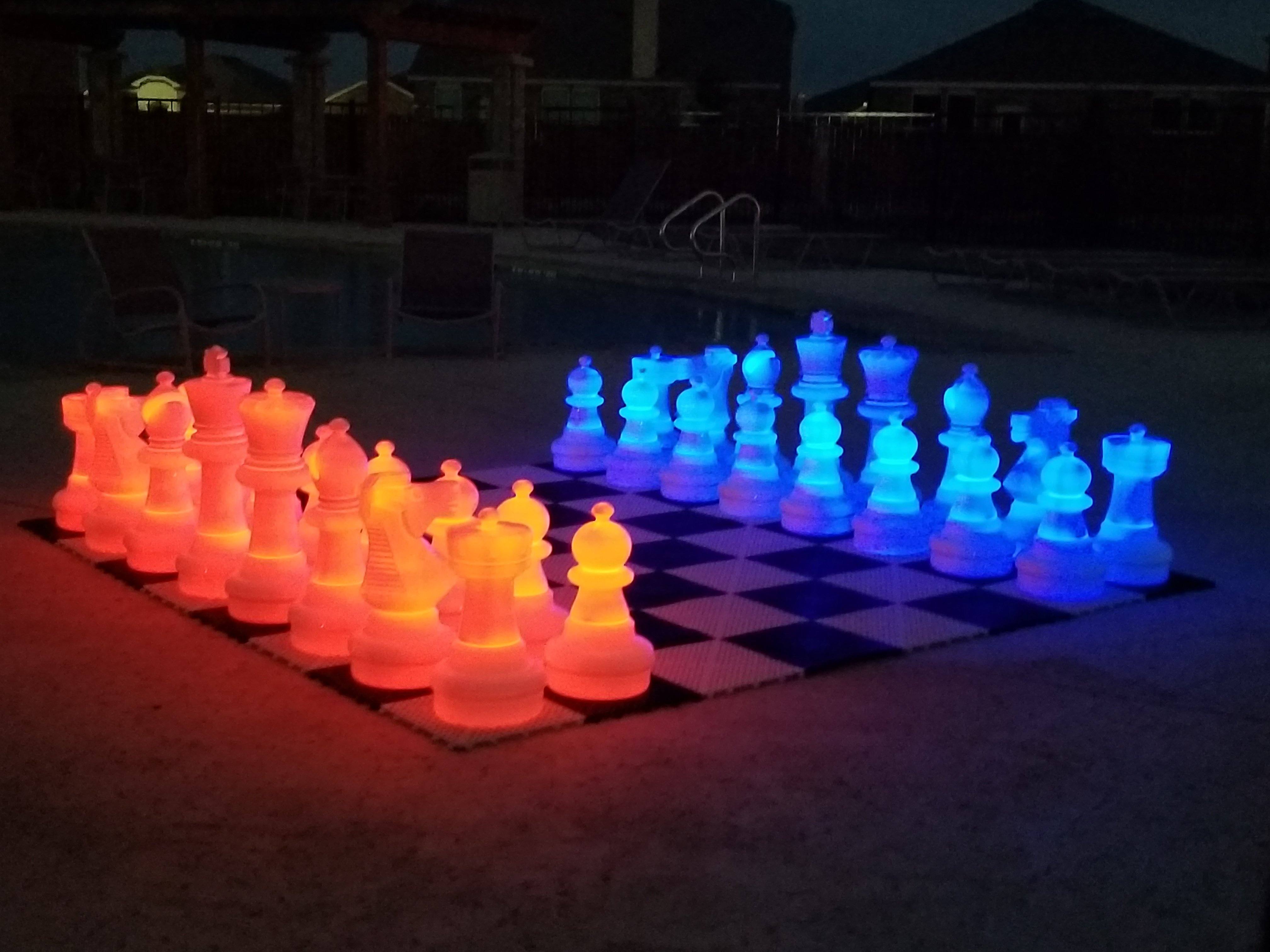 MegaChess 25 Inch Plastic LED Giant Chess Set - Multiple Colors Available! - Blue/White