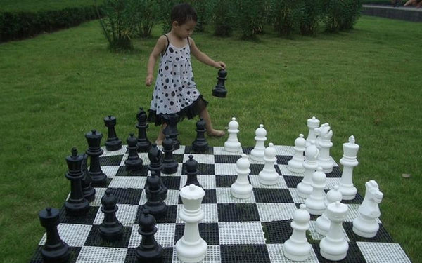 Giant Chess MegaBox Teak Board With 4 Inch Squares