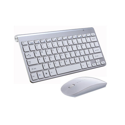 Pack clavier-souris Mini multimédia sans fil 2.4G pour ordinateur portable, Mac, PC de bureau / couleur gris argenté - Beewik-Shop.com
