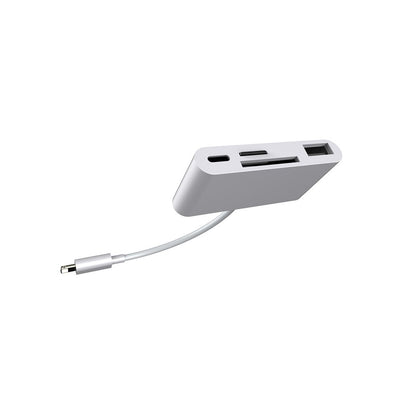 Adaptateur 4 en 1 entre l'interface Apple et le lecteur de cartes Appareil photo USB Fente pour mémoire micro SD pour iPhone iPad blanc - Beewik-Shop.com