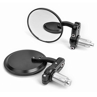 Paire de rétroviseurs embouts de guidon universels pour moto Noir 22 mm Pour Honda Harley Kawasaki Suzuki yamaha - Beewik-Shop.com