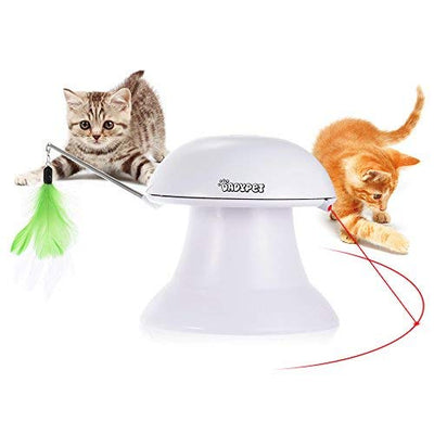 DADYPET Jouet pour Chat, Jouet Electronique Automatique, Jouet Chats Interactif 2 en 1 avec Plume et Point de Lumière Rouge - Rechargeable par USB (Câble Inclus) - Beewik-Shop.com