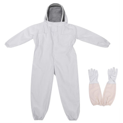 Zerodis Apicole Costume Équipement de Protection Professionnel Anti Abeille avec Longs Gants et Capuchon en Voile pour Apiculture Apiculteur - Blanc (L) - Beewik-Shop.com