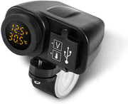 FXCO Charge d'USB de Moto, thermomètre Double de voltmètre de Chargeur de Moto USB pour téléphones Portables/tablettes / GPS (Jaune) - Beewik-Shop.com