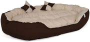 DIBEA Lit/Canapé Lavable avec Coussin Réversible pour chien - Marron/Beige - 110 x 80 x 23 cm - Beewik-Shop.com