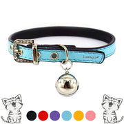 Luniquz Collier Réglable en Cuir Doux avec Clochette - Collier Chat pour Chat, Chaton, Chiot, Petit Chien (22cm-27cm)-Bleu Clair - Beewik-Shop.com