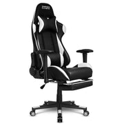 EMPIRE GAMING – Chaise Gamer Racing 800 Series Blanc et Noir Ergonomique et inclinable - Accoudoirs 2D réglables - Repose-Pieds intégré - Coussins lombaires et Nuque Inclus - Beewik-Shop.com