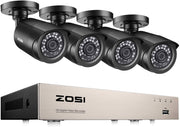 ZOSI Kit Caméras de Surveillance 1080p avec 8CH 1080N DVR Enregistreur Vidéo Numérique avec Détection de Mouvement et Notifications - Beewik-Shop.com