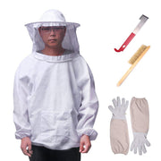 ONEVER 4PCS Apiculture costume ensemble d'outils - Apiculteur Suit Veil Outils Kit, manches longues Gants Bee Hive Brush J Hook Hive moitié du corps - Beewik-Shop.com