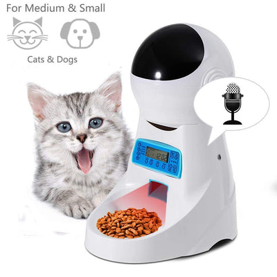 Sailnovo Distributeur Automatique de Nourriture Distributeur de Croquettes Gamelle Enregistrement 4 Repas Pour Chats et Chiens ( Moyen, petit ) (4L, Blanc) - Beewik-Shop.com