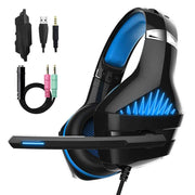 Casque de Jeu pour PS4, Laxus Confort Réduction du Bruit Clarté cristalline 3.5 mm LED Casque de Jeu Professionnel avec Microphone pour Ordinateur Portable PC Tablette Mac Smart Phone 4 (Blue) - Beewik-Shop.com