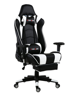 Storm Racer Grande Taille Racing Chaise de Gaming Dossier Haut Siège et Réglable Repose-pied Avec Têtière Support Lombaire Flexible Idéal Pour Chaise (Blanc-S) - Beewik-Shop.com