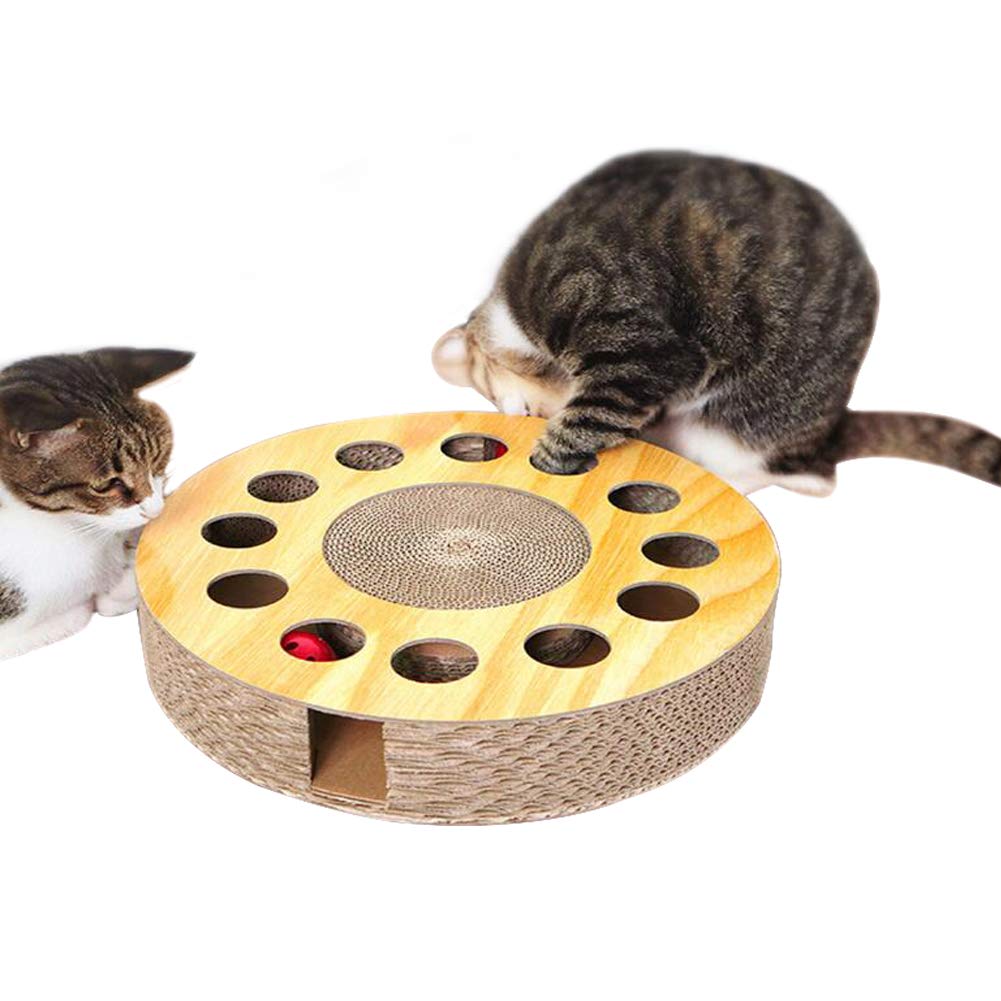 Multifonctionnel Griffoir Jouet Chat Chaton Puzzle Rond Carton Ondule Resistant Planche A Griffer Avec Balles De Clochette Espace De Detente Lit Grattoir Pour Chats Avec Une Paquet De Cataire Beewik Shop