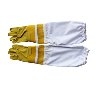 Zerich De Protection Apiculture Gants en peau de chèvre Bee avec les dernières ventilé manches longues Jaune + Blanc L en peau de mouton Ventilation Tissu # 9003 L - Beewik-Shop.com